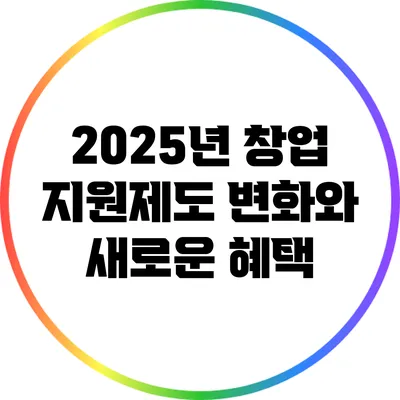 2025년 창업 지원제도 변화와 새로운 혜택