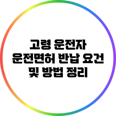 고령 운전자 운전면허 반납 요건 및 방법 정리