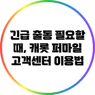 긴급 출동 필요할 때, 캐롯 퍼마일 고객센터 이용법