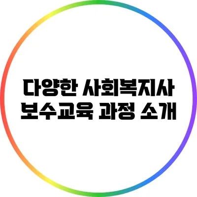 다양한 사회복지사 보수교육 과정 소개