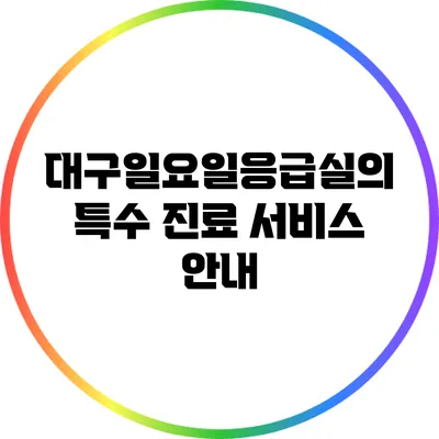 대구일요일응급실의 특수 진료 서비스 안내