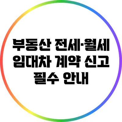 부동산 전세·월세 임대차 계약 신고 필수 안내