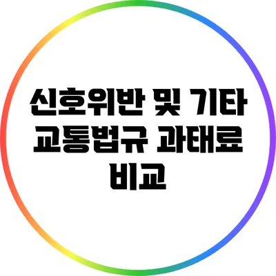 신호위반 및 기타 교통법규 과태료 비교