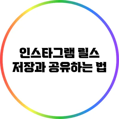 인스타그램 릴스 저장과 공유하는 법