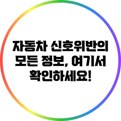 자동차 신호위반의 모든 정보, 여기서 확인하세요!