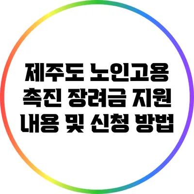 제주도 노인고용 촉진 장려금 지원 내용 및 신청 방법