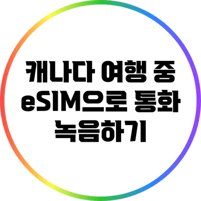 캐나다 여행 중 eSIM으로 통화 녹음하기