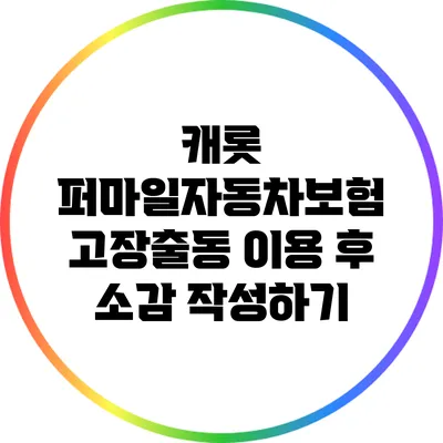 캐롯 퍼마일자동차보험 고장출동 이용 후 소감 작성하기