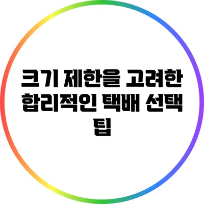 크기 제한을 고려한 합리적인 택배 선택 팁