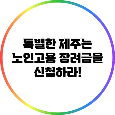 특별한 제주는 노인고용 장려금을 신청하라!