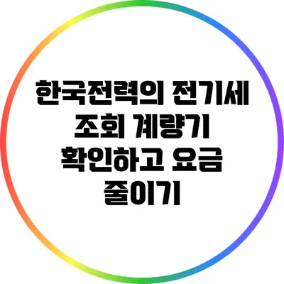 한국전력의 전기세 조회: 계량기 확인하고 요금 줄이기