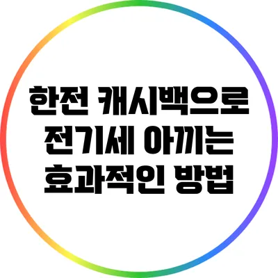 한전 캐시백으로 전기세 아끼는 효과적인 방법