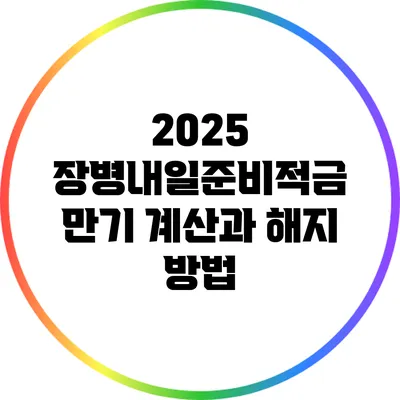 2025 장병내일준비적금: 만기 계산과 해지 방법