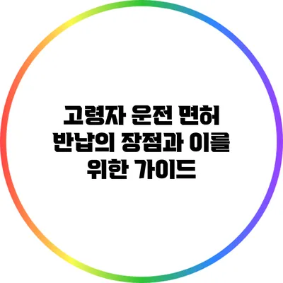 고령자 운전 면허 반납의 장점과 이를 위한 가이드