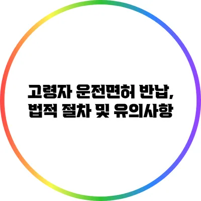 고령자 운전면허 반납, 법적 절차 및 유의사항