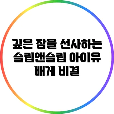 깊은 잠을 선사하는 슬립앤슬립 아이유 배게 비결