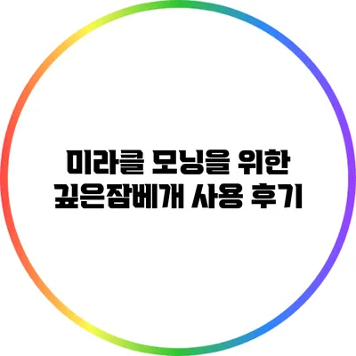 미라클 모닝을 위한 깊은잠베개 사용 후기