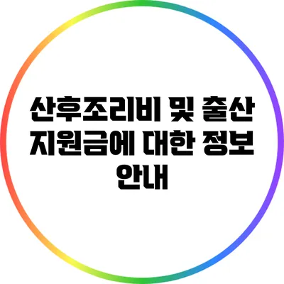 산후조리비 및 출산 지원금에 대한 정보 안내