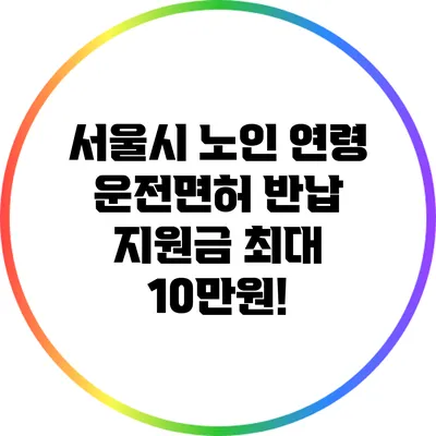서울시 노인 연령 운전면허 반납 지원금 최대 10만원!