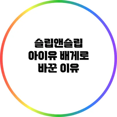 슬립앤슬립 아이유 배게로 바꾼 이유