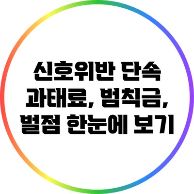 신호위반 단속: 과태료, 범칙금, 벌점 한눈에 보기