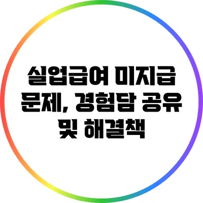 실업급여 미지급 문제, 경험담 공유 및 해결책