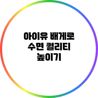 아이유 배게로 수면 퀄리티 높이기