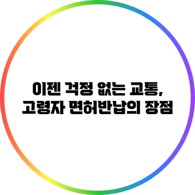 이젠 걱정 없는 교통, 고령자 면허반납의 장점