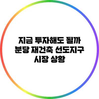 지금 투자해도 될까? 분당 재건축 선도지구 시장 상황