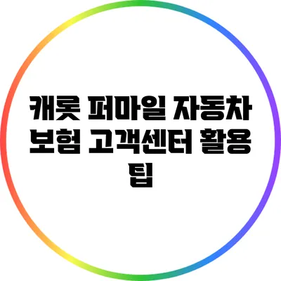 캐롯 퍼마일 자동차 보험 고객센터 활용 팁