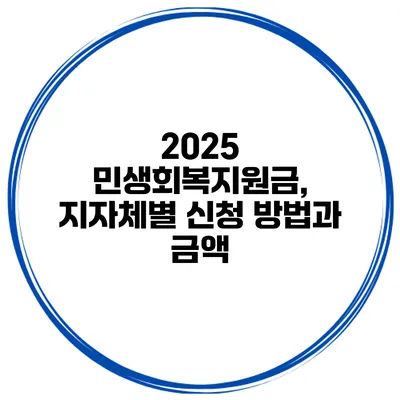 2025 민생회복지원금, 지자체별 신청 방법과 금액
