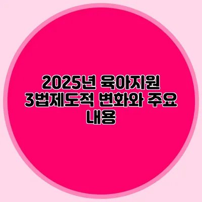 2025년 육아지원 3법:제도적 변화와 주요 내용