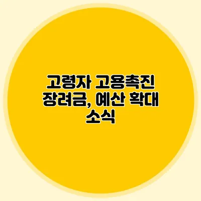 고령자 고용촉진 장려금, 예산 확대 소식