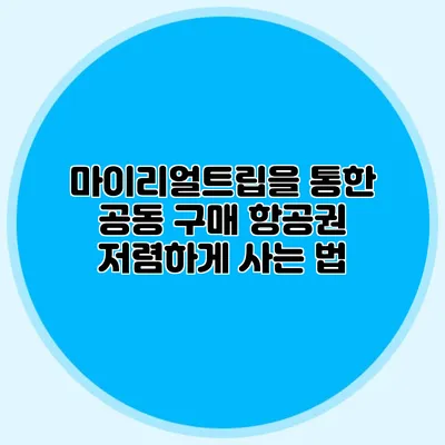 마이리얼트립을 통한 공동 구매 항공권 저렴하게 사는 법