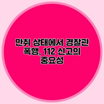 만취 상태에서 경찰관 폭행, 112 신고의 중요성