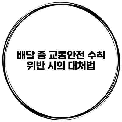배달 중 교통안전 수칙 위반 시의 대처법