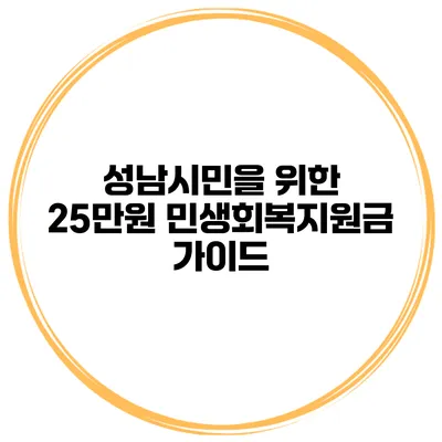 성남시민을 위한 25만원 민생회복지원금 가이드