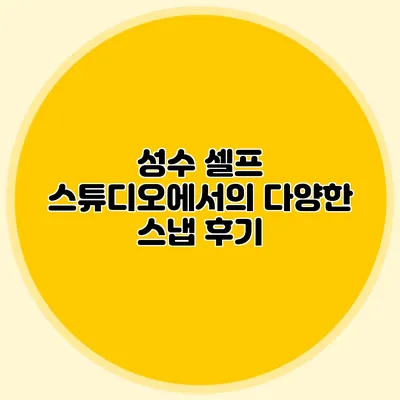 성수 셀프 스튜디오에서의 다양한 스냅 후기