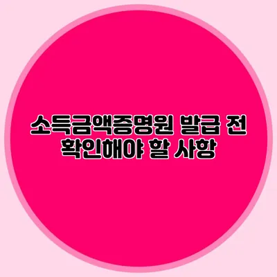 소득금액증명원: 발급 전 확인해야 할 사항