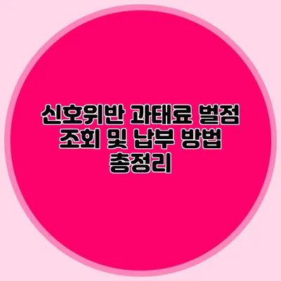 신호위반 과태료 벌점 조회 및 납부 방법 총정리