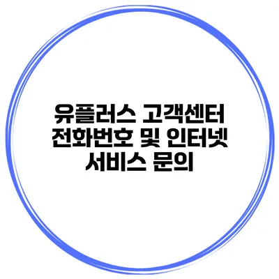 유플러스 고객센터 전화번호 및 인터넷 서비스 문의