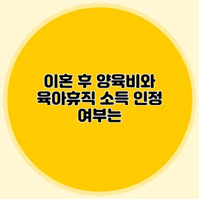 이혼 후 양육비와 육아휴직: 소득 인정 여부는?