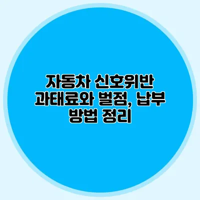 자동차 신호위반 과태료와 벌점, 납부 방법 정리