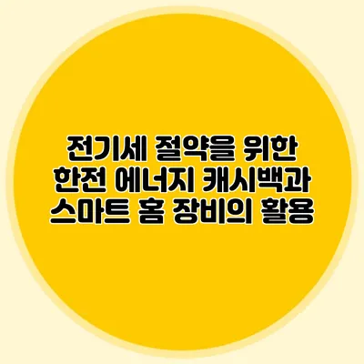 전기세 절약을 위한 한전 에너지 캐시백과 스마트 홈 장비의 활용