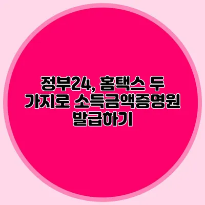 정부24, 홈택스 두 가지로 소득금액증명원 발급하기