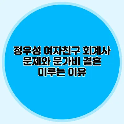정우성 여자친구 회계사 문제와 문가비 결혼 미루는 이유