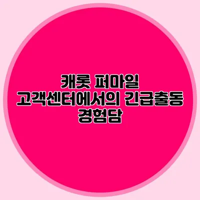 캐롯 퍼마일 고객센터에서의 긴급출동 경험담