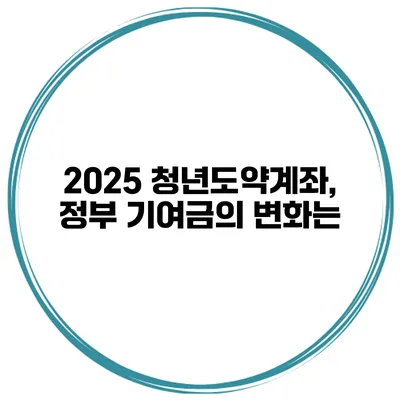 2025 청년도약계좌, 정부 기여금의 변화는?