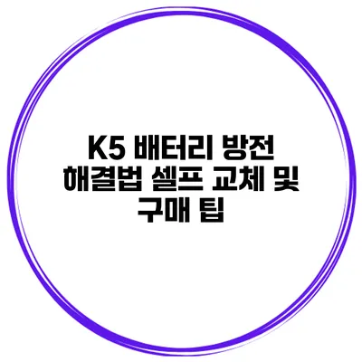 K5 배터리 방전 해결법 셀프 교체 및 구매 팁