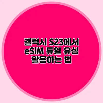 갤럭시 S23에서 eSIM 듀얼 유심 활용하는 법